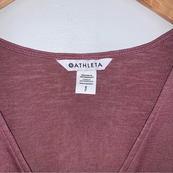 Athleta Breezy Wrap  Tank‎ Top Women’s Size Small Pink Tawny Rose Ruching V-Neck - Picture 7 of 9